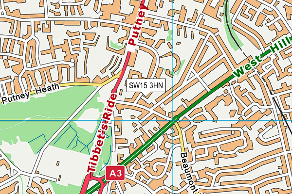 SW15 3HN map - OS VectorMap District (Ordnance Survey)