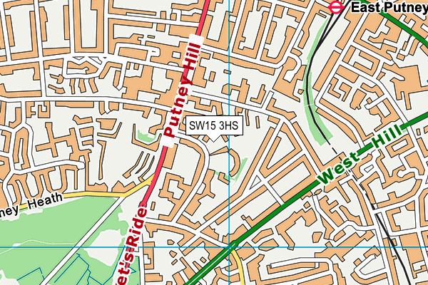 SW15 3HS map - OS VectorMap District (Ordnance Survey)