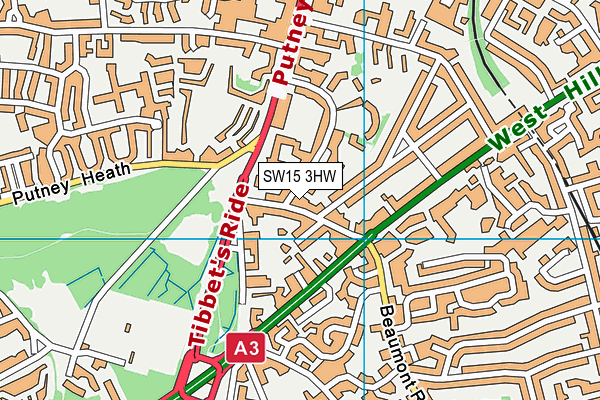 SW15 3HW map - OS VectorMap District (Ordnance Survey)