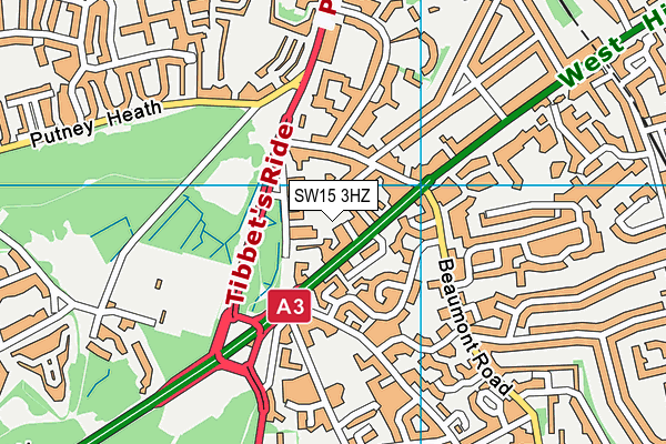 SW15 3HZ map - OS VectorMap District (Ordnance Survey)