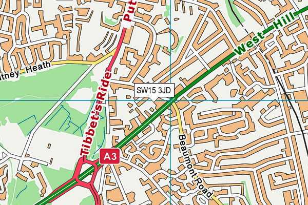 SW15 3JD map - OS VectorMap District (Ordnance Survey)