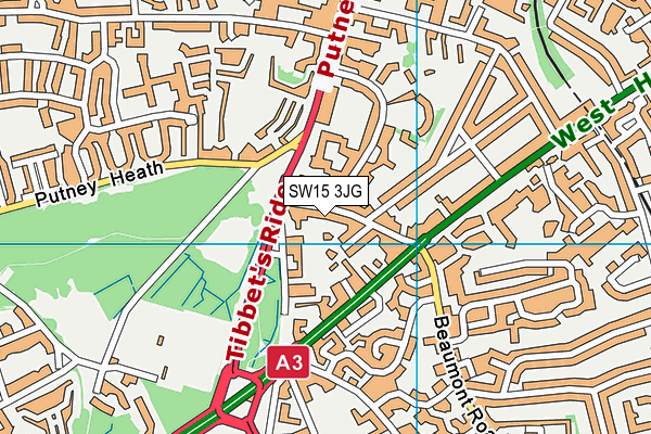 SW15 3JG map - OS VectorMap District (Ordnance Survey)