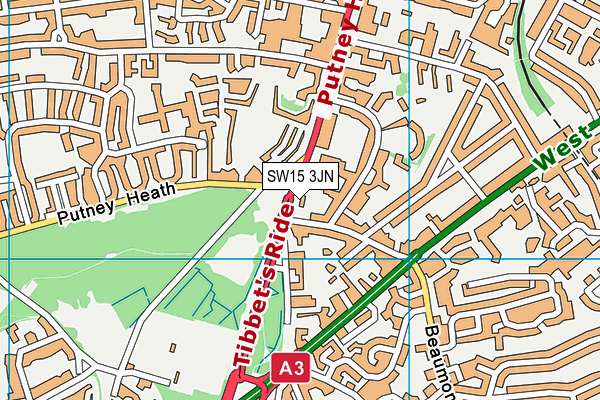 SW15 3JN map - OS VectorMap District (Ordnance Survey)