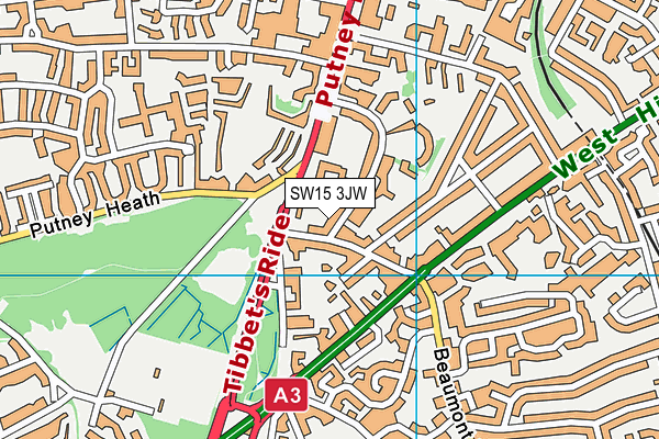 SW15 3JW map - OS VectorMap District (Ordnance Survey)