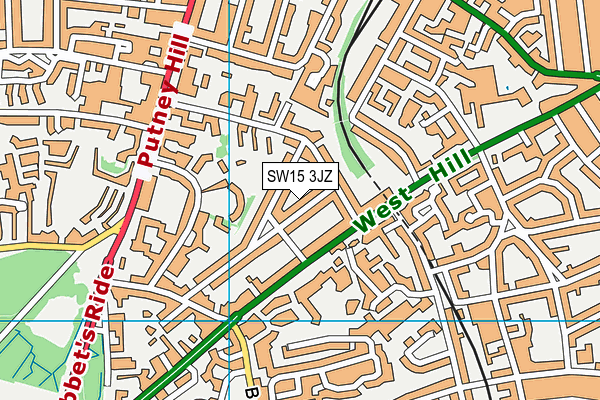 SW15 3JZ map - OS VectorMap District (Ordnance Survey)