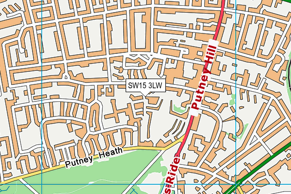 SW15 3LW map - OS VectorMap District (Ordnance Survey)