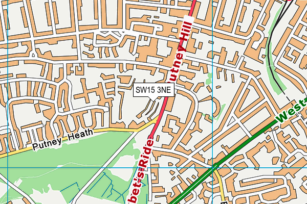 SW15 3NE map - OS VectorMap District (Ordnance Survey)