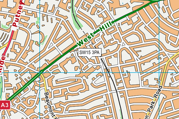 SW15 3PA map - OS VectorMap District (Ordnance Survey)