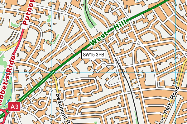 SW15 3PB map - OS VectorMap District (Ordnance Survey)