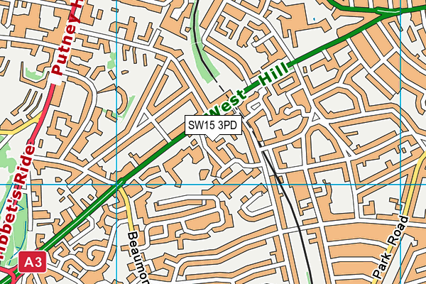 SW15 3PD map - OS VectorMap District (Ordnance Survey)