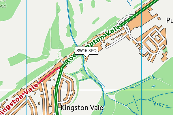 Richardson Evans Memorial Playing Fields map (SW15 3PQ) - OS VectorMap District (Ordnance Survey)