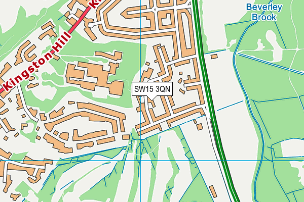 SW15 3QN map - OS VectorMap District (Ordnance Survey)