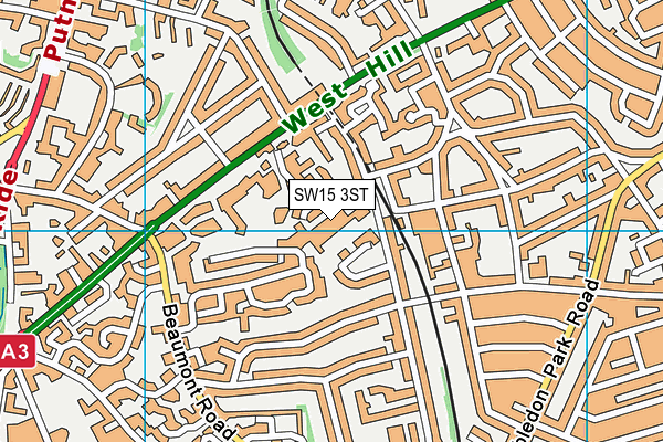 SW15 3ST map - OS VectorMap District (Ordnance Survey)
