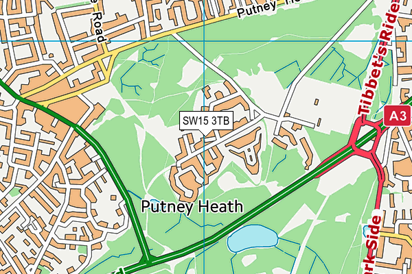 SW15 3TB map - OS VectorMap District (Ordnance Survey)