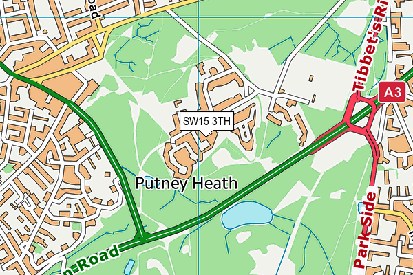 SW15 3TH map - OS VectorMap District (Ordnance Survey)