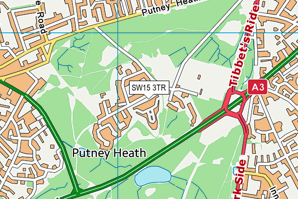 SW15 3TR map - OS VectorMap District (Ordnance Survey)