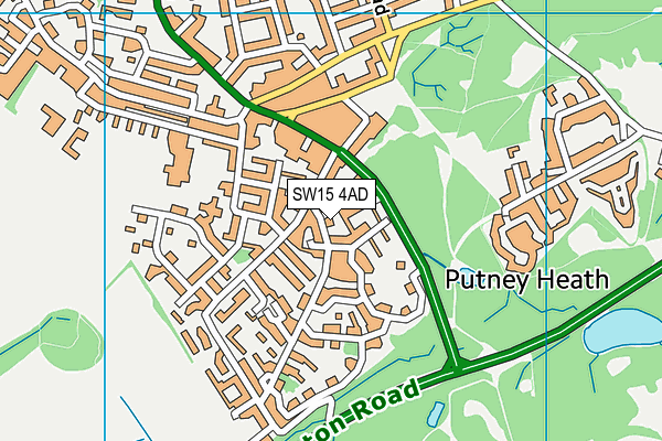 SW15 4AD map - OS VectorMap District (Ordnance Survey)