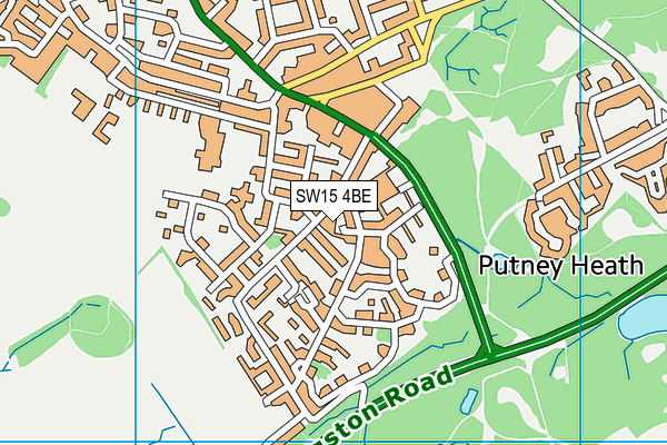 SW15 4BE map - OS VectorMap District (Ordnance Survey)