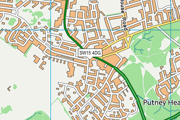 SW15 4DG map - OS VectorMap District (Ordnance Survey)