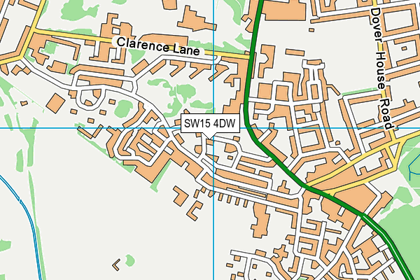 SW15 4DW map - OS VectorMap District (Ordnance Survey)
