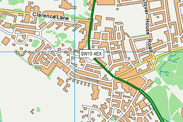 SW15 4EX map - OS VectorMap District (Ordnance Survey)