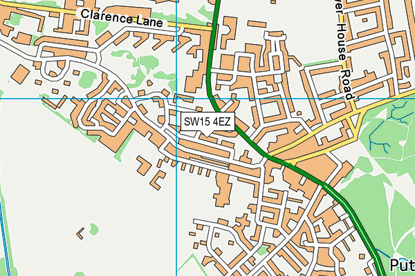 SW15 4EZ map - OS VectorMap District (Ordnance Survey)