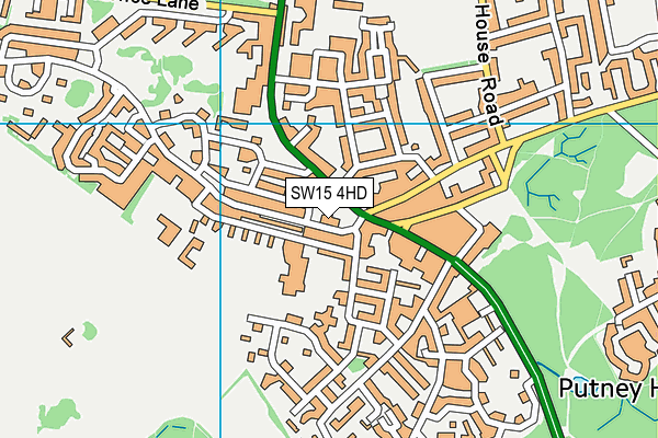 SW15 4HD map - OS VectorMap District (Ordnance Survey)