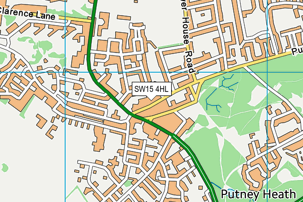 SW15 4HL map - OS VectorMap District (Ordnance Survey)