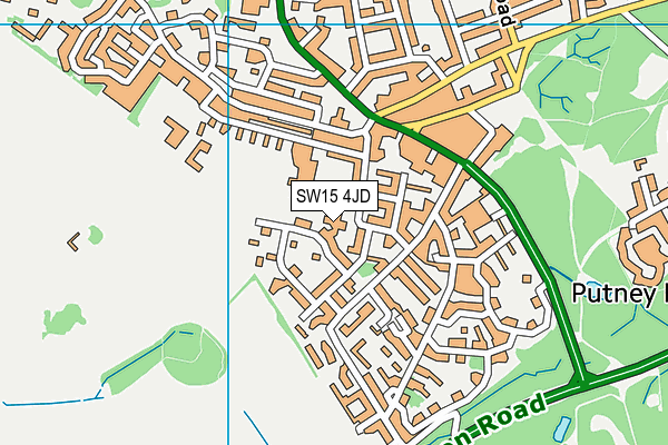 Roehampton University Playing Field map (SW15 4JD) - OS VectorMap District (Ordnance Survey)