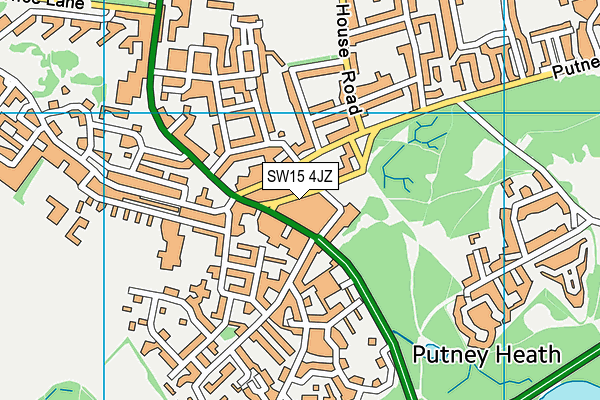 SW15 4JZ map - OS VectorMap District (Ordnance Survey)