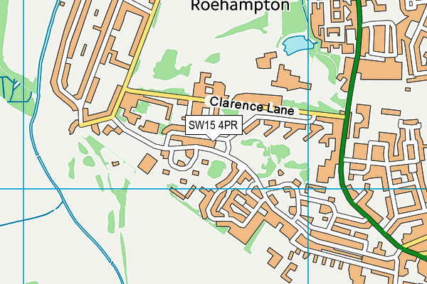 SW15 4PR map - OS VectorMap District (Ordnance Survey)