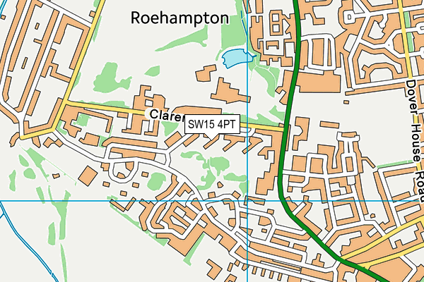 SW15 4PT map - OS VectorMap District (Ordnance Survey)