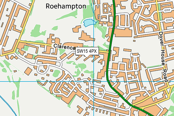 SW15 4PX map - OS VectorMap District (Ordnance Survey)