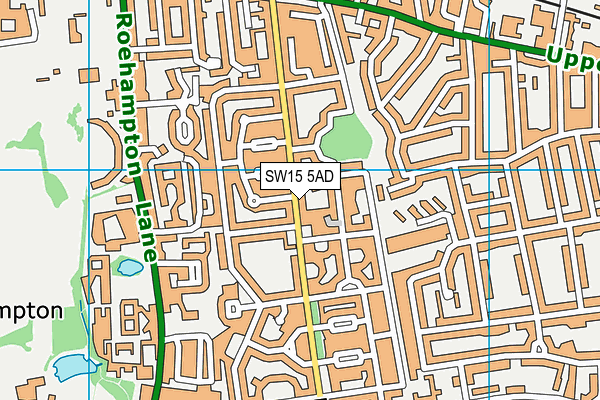 SW15 5AD map - OS VectorMap District (Ordnance Survey)