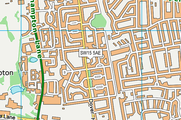 SW15 5AE map - OS VectorMap District (Ordnance Survey)