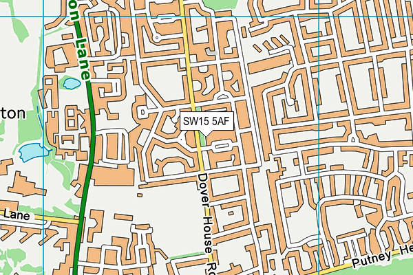 SW15 5AF map - OS VectorMap District (Ordnance Survey)