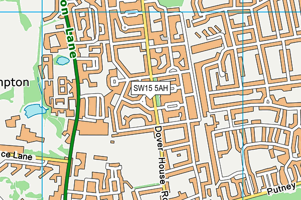 SW15 5AH map - OS VectorMap District (Ordnance Survey)