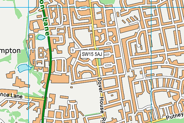 SW15 5AJ map - OS VectorMap District (Ordnance Survey)