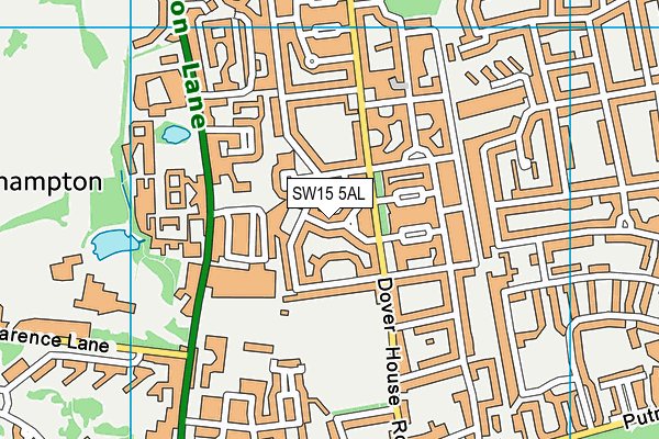 SW15 5AL map - OS VectorMap District (Ordnance Survey)