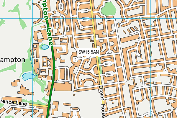 SW15 5AN map - OS VectorMap District (Ordnance Survey)