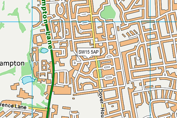 SW15 5AP map - OS VectorMap District (Ordnance Survey)