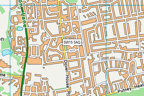 SW15 5AQ map - OS VectorMap District (Ordnance Survey)