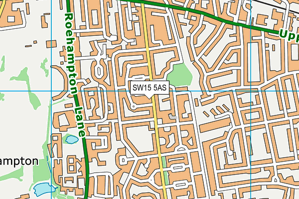 SW15 5AS map - OS VectorMap District (Ordnance Survey)