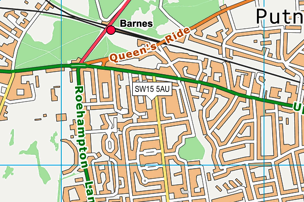 SW15 5AU map - OS VectorMap District (Ordnance Survey)