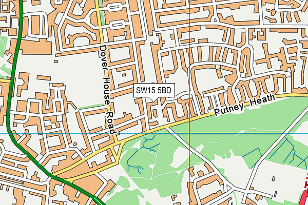 SW15 5BD map - OS VectorMap District (Ordnance Survey)