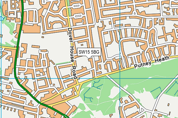 SW15 5BG map - OS VectorMap District (Ordnance Survey)