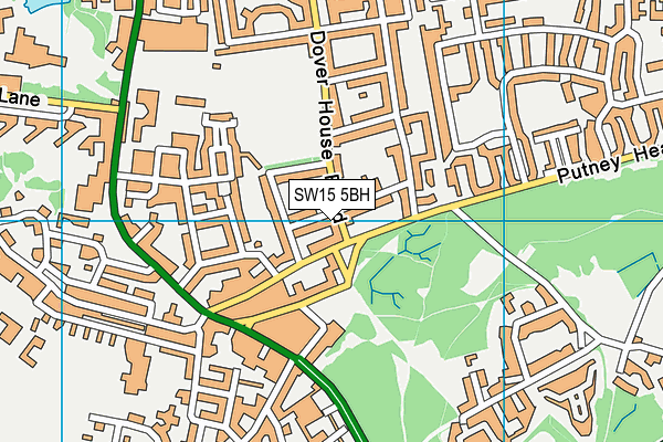 SW15 5BH map - OS VectorMap District (Ordnance Survey)