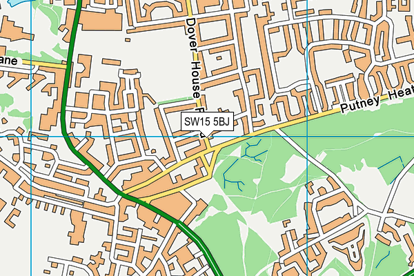 SW15 5BJ map - OS VectorMap District (Ordnance Survey)