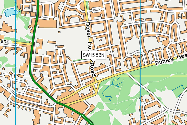 SW15 5BN map - OS VectorMap District (Ordnance Survey)