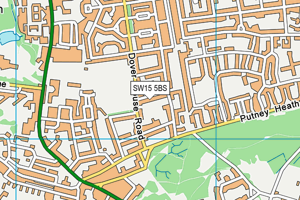 SW15 5BS map - OS VectorMap District (Ordnance Survey)